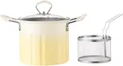 yuksok Deep Frying Pot with Frying Basket Multiuse Milk Warmer Pot Oil Fryer French Fries Fryer Pots 3L Capacity