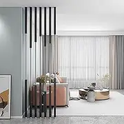 Paravent 7pcs Divider Screen, Freestanding Partition Wall Privacy Screen for Living Room, Bedroom and Office Decor Column, Metal Slats Room Divider Post (155-300cm 5types)(7pcs-D,205cm/81in/6.73ft)