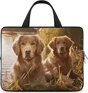 Laptop Case Sleeve Shockproof Computer Carrying Bag Two Golden Retrievers Laptop Bag Tote Lightweight Notebook Case Cover Traveling Briefcase Handle Bags for Travel Business 17inch
