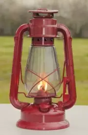 LANTERN CAMPING RED METAL 12" KEROSENE ADJUSTABLE COTTON WICK