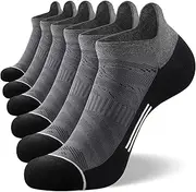 [FITRELL] 6 Pack Ankle Running Socks for Men and Women Low Cut Cushioned No Show Athletic Sports Compression, Shoe Size 12-15, New Grey Black, New Grey Black, 12-15