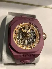 NWT VERSACE Bordeaux Purple Ceramic Automatic Skeleton Watch $2,195.00