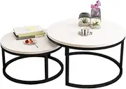End Tables Living Room Bedroom Modern Set of 2, Nesting Tables Modern Round Coffee Tables, Wood Side Table Nightstand, White Feito na China Comfortable Anniversary