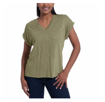 NEW Jessica Simpson Women's Rolled Up Short Sleeve Knit Top Size XS