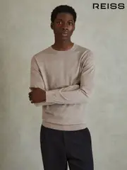Reiss Wheat Melange Wessex Merino Wool Crew Neck Jumper (B24950) | $180