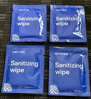 4 Lot United Airlines Collectable Hand Sanitizing Wipe