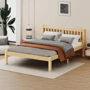 ALFORDSON Wooden Bed Frame Solid Pine Timber Base Oak - King Size