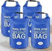 Universal Pool Step Weights, Waterproof Swimming Pool Ladder Weights 10l No Breaken Above Ground Pool Ladder Sand Bags, Foldable Pool Stair Weights for Pool Steps, Easy&Quick Fill Sand(Blue-4PCS)