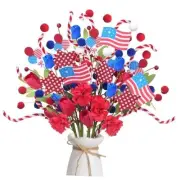 8 Bundles 4th of July Artificial Flowers Patriotic Artificial Berry Stem