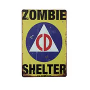2xtin Sign Zombie Shelter Sign Yellow