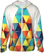 [LHBWCVN] UPF 50+ Light Jacket Full Zip Sun Protection Hoodie for Women Men Long Sleeve Colorful Triangle Sun Shirts