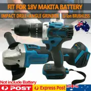 Brushless Cordless Hammer Drill Angle Grinder Combo Kit For Makita 18V Battery
