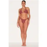 Plus Rust Basic Tanga Tie Side Bikini Bottom, Rust
