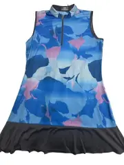 Callaway Royal Blue Abstract Gradient Sleeveless Golf Tennis Dress Size L $104