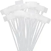 ITROLLE Nylon Marker Cable Ties 300PCS White Self-locking Wire Zip Ties Cable Mark Tags Label Tie Straps Nylon Power Marking Label