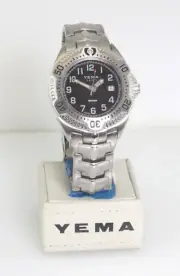 YEMA by Seiko YM-565 Men's Silvertone Deep-Diver Quartz Watch NIB 20-ATM (200-M)