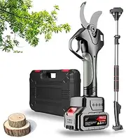 Cordless Secateurs With 2.1m High Reach Extension Poles,professional Electric Pruning Scissors 21V/4500mAh Lithium Battery, Titanium Plated SK5 Blades,8-12h Working Time(‎1Battery)