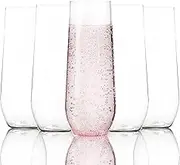 Youngever 15 pack Shatterproof Champagne Flute 9 Ounce, Plastic Champagne Flutes, Champagne Glasses, Recyclable Champagne Plastic Cup, Stemless, Shatterproof, Flute Glasses
