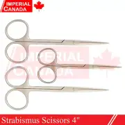 3 Strabismus Scissors 4" Straight Blades Blunt Point Surgical Dental Ins DS-2072