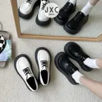 JXC女鞋 時尚圓頭新款抽繩素色簡約復古厚底牛津鞋