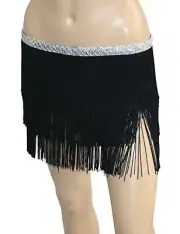 Belly Dance Costume Hip Scarf with Sequins 3 Line Tassel Fringe
