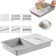 Vegetable Graters for Kitchen,Potato Slicer - Cutter Tool with Tray, Multifunctional Peeler for Home Kitchen Camping Meal Prep Cooking