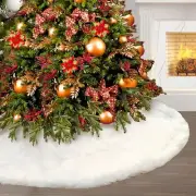 Christmas Tree Skirt 48 Inch，Snowy White Fur Tree Skirt，Faux Fur Xmas Tree Sk...