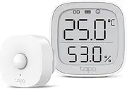 TP-Link Tapo Smart Motion Sensor and Temperature & Humidity Sensor - Home Security System, Wide Range Detection, Motion-Activated Light (T100), 2.7" E-ink Display, Hub Required (T315)