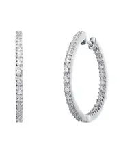 Genevive Silver CZ Hoop Earrings