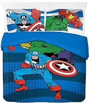 Jay Franco Marvel Comics Avengers 100% Cotton Double Duvet Cover Set - Superhero Collection Includes 50 x 70cm Pillowcases