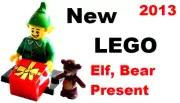 New LEGO Holiday Elf Bear Red Bowtie Present Gift Big Bow Free Stand Jiggle Bell
