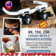 Loupe Head-Mounted Magnifying Glass Headband Light 2 LED Lamp JewelVN Magnifier