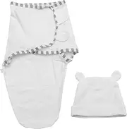 FUNNETOYU 2Pcs Newborn Swaddle Wrap for Crib Breathable Sleep Sack with Hat Comfortable for Growing Boy Girl