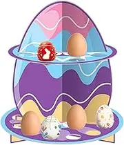 Easter Tray Decor Signs - Cardboard Tiered Sign Rustic Easter Decorations | Colorful Tabletop Cake Stand Holiday Centerpiece for Kitchen, Party Display