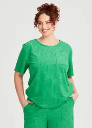 [Taking Shape] Taking Shape Casual Terry Patch Pocket Top Size 16 in Green - Plus Size Women's Tops & T Shirts Green