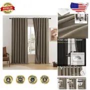 Noise Reducing 96" Thermal Blackout Drapes - Sophisticated Linen Blend Curtains