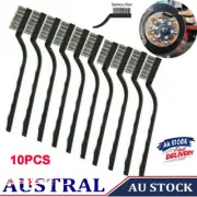 10x DIY Small Wire Brush Set Stainless Steel Wire Brush Paint Rust-Remover Tools