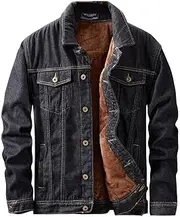 [ebossy] Men's Sherpa Denim Trucker Jacket Thermal Fleece Lined Jean Jacket