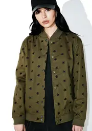 [Black Scale] Star Embroidered Varsity Jacket