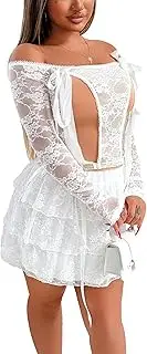 [Sliot] 2 Piece Sets for Women Going Out Sexy Two Piece Skirt Set Going Out Sets for Women Lace Skirt Set Outfits for Women