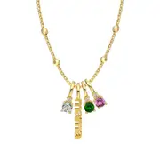 ANYCO Necklace 18K Gold Mom Sweet & Cool DIY 925 Silver Green/Purple/Silver Charms Stone Pendant Mother's Day Gift Necklaces For Women