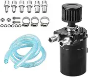 AIMALL Universal 300ml Oil Catch Can Kit Aluminum Baffled Dual Cylinder with Breather System for Petrol and Diesel Engines, 2.68-Inch Diameter Compact Design