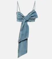 [Blumarine] Blumarine Bow-detail denim crop top AU 6 blue