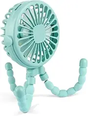 Stroller Fan Mini Handheld Octopus Fan Baby Fan with Flexible Tripod Wrapped on Stroller, Car Seat, Student Bed, Bike USB Rechargeable Fan, Desk Fan for Office and Room or Outdoor (Rabbit Ear Blue)
