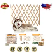 Expandable Wooden Dog Gate - Stylish Retractable Barrier for Indoor and Outdoor