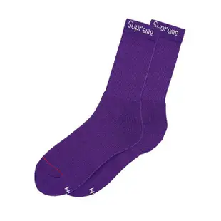 SUPREME x HANES CREW SOCKS 經典文字 中筒襪 / 小腿襪 (PURPLE 紫色) 化學原宿