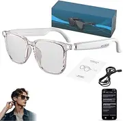 Wireless Bluetooth Translation Glasses, Ai Smart Glasses for Men & Women, Blue Light Filtering Lenses, Bluetooth 5.4, Smart Simultaneous Interpretation, with 144 Language & Accents(White)