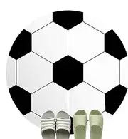 Round Nursery Rug | Anti-Skid Floor Carpet with Soccer Design,Machine Washable Circular Rug for Dining Room Nursery Kids Classroom