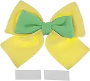 X AUTOHAUX Motorcycle Helmet Accessories Decoration Colorblock Bow for Motorcycle Bicycle Skiing Helmets Yellow Green Fabric Sticker 1 Set
