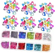 GANAZONO DIY Manicure Accessories Set of Heart Shaped Nail Glitters Sequins for Beauty